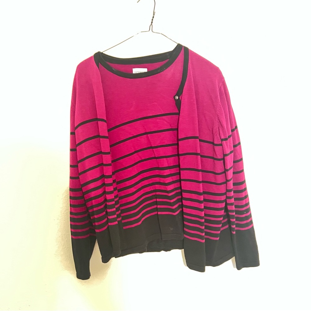Liz Baker Pink and Black Knit Sweater